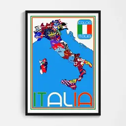 Italia 90s Football Shirts Map Poster